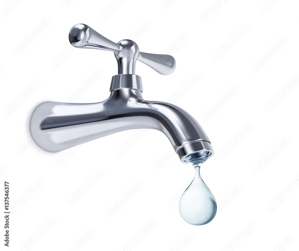 Water tap with big drop of water, with clipping path Water tap with big drop of water, with clipping path