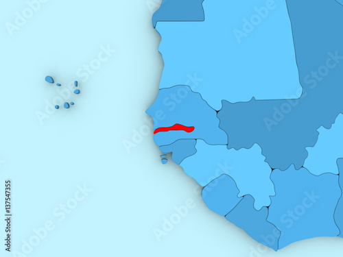 Gambia on 3D map