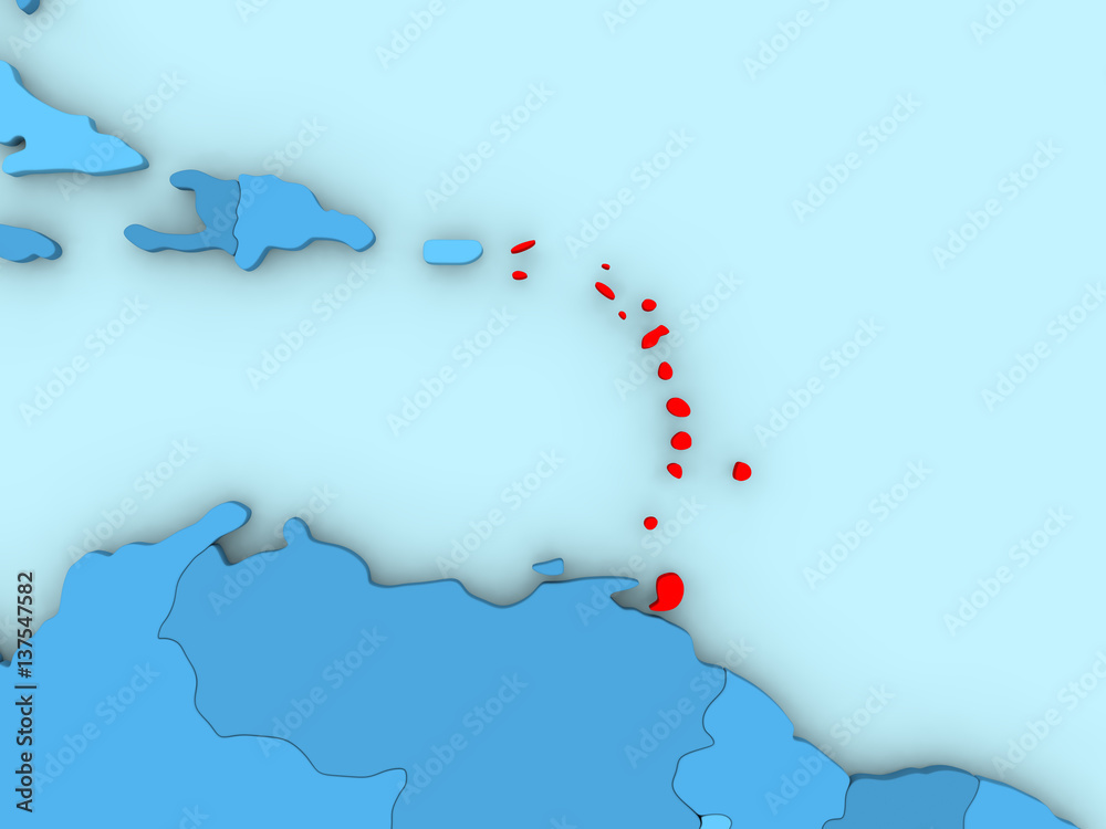 Obraz premium Caribbean on 3D map