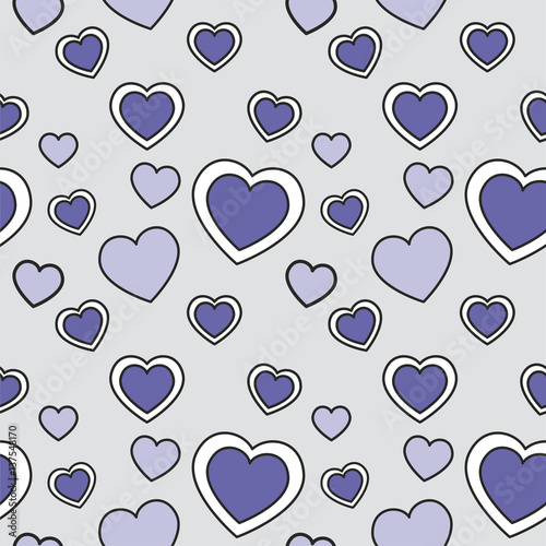 Abstract seamless pattern with colored hearts. Greeting card. Wrapping paper. Vector Illustration for your design. Happy Valentines Day background. Backdrop in vintage and retro style style.