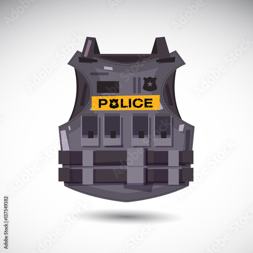Bulletproof vest with police text - vector