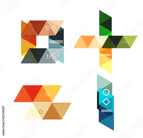 Vector set of blank geometric infographic web boxes