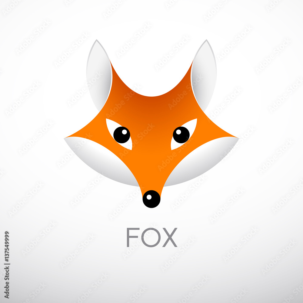 Obraz premium Vector red fox head in front view