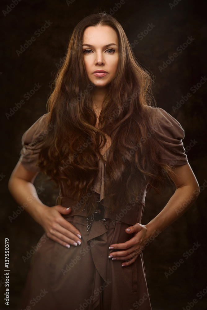 Beautiful girl with long wavy hair Beautiful girl with long wavy hair