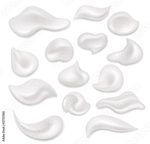 White cream. Cosmetic white product, mousse, gel, whipped cream.