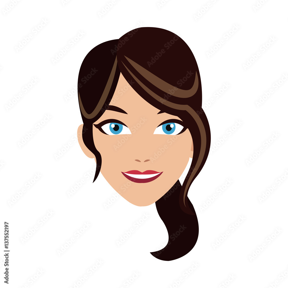 woman happy cartoon icon over white background. colorful design. vector illustration