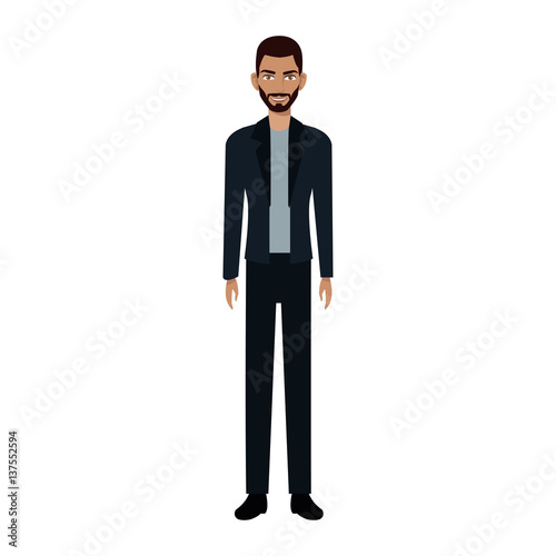 happy young man cartoon icon over white background. vector illustration