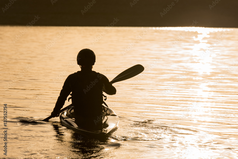 custom made wallpaper toronto digitalFemale canoer practising tranquility in the morning training session.