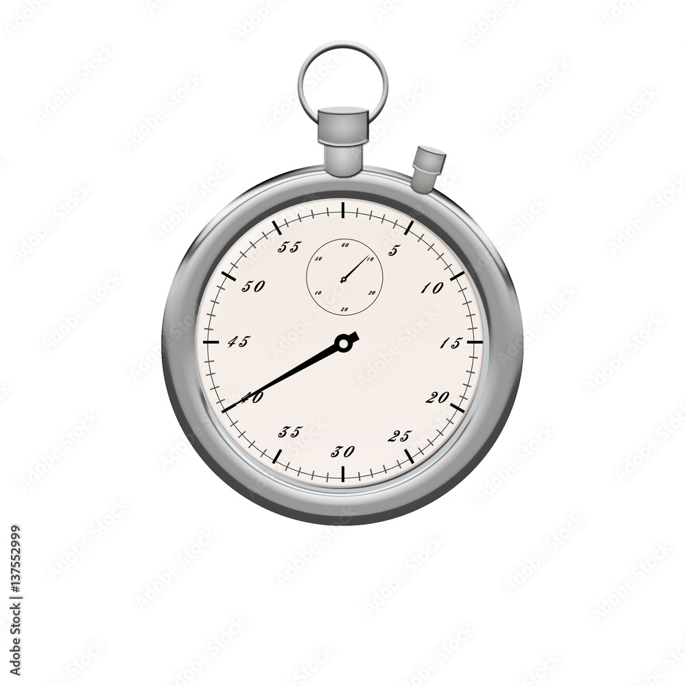 Stopwatch on white background with clipping path. Stopwatch metallic color insulated . Icon Stopwatch on white background with clipping path. Stopwatch metallic color insulated . Icon