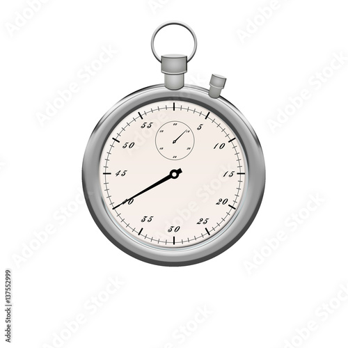 Stopwatch on white background with clipping path. Stopwatch metallic color insulated . Icon
