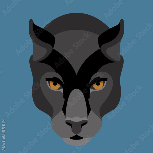 panther face vector illustration style Flat