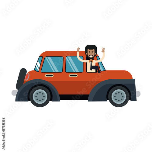 man in a car icon over white background. vector illustration