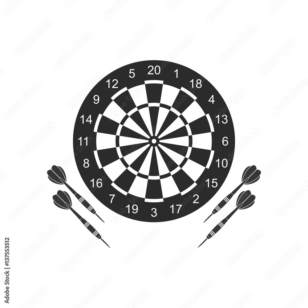 Vektorová grafika „Classic dart board target and darts arrow icons isolated  on white background. Vector Illustration“ ze služby Stock | Adobe Stock