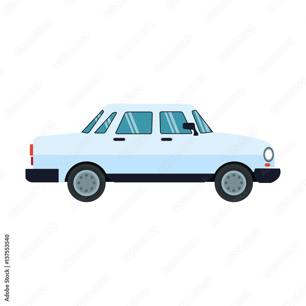 blue car icon over white background. colorful design. vector illustration