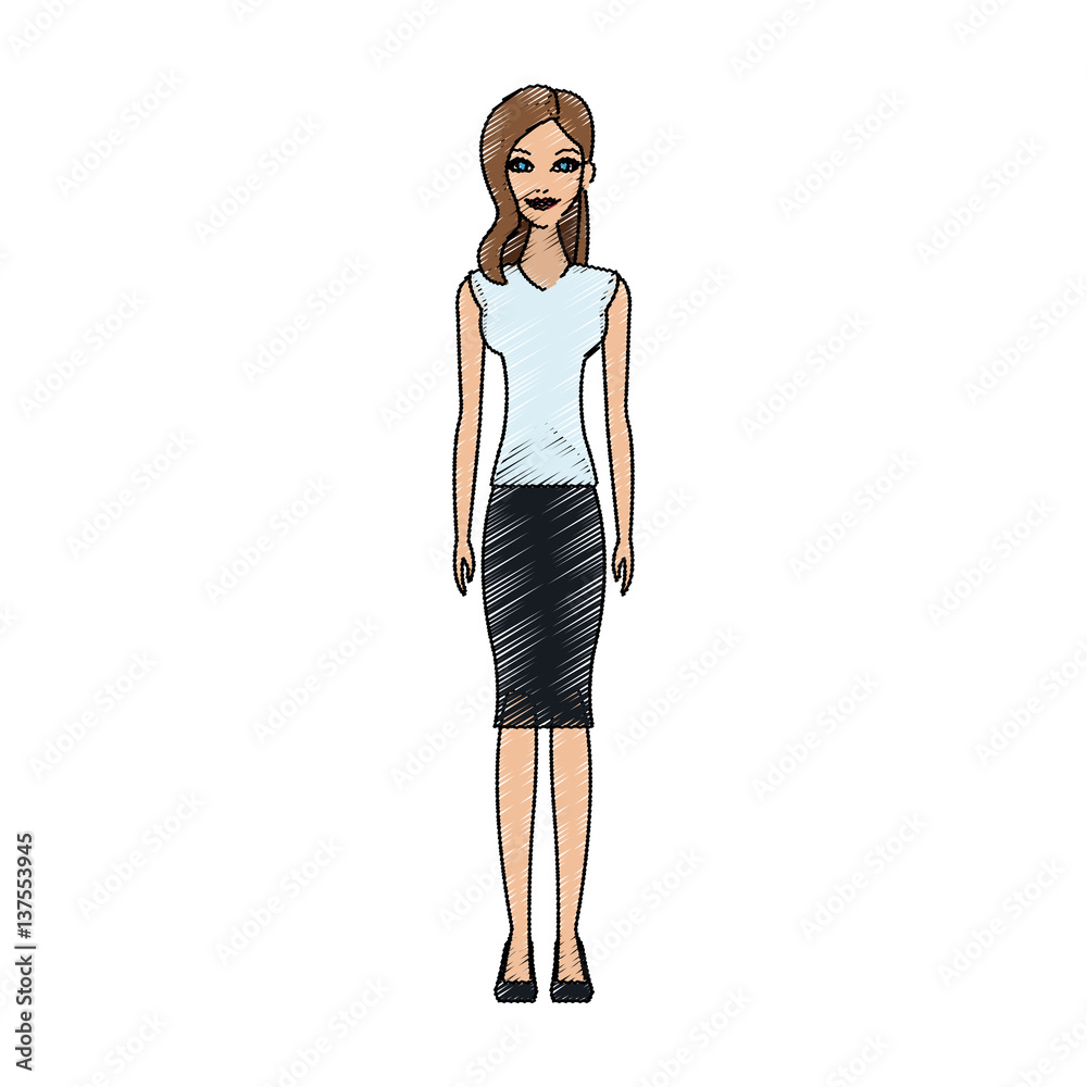 Fototapeta premium woman cartoon icon over white background. colorful design. vector illustration