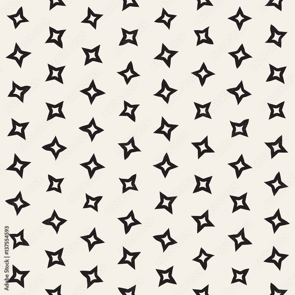 Stylish Doodle Scattered Shapes. Vector Seamless Black And White Freehand Pattern