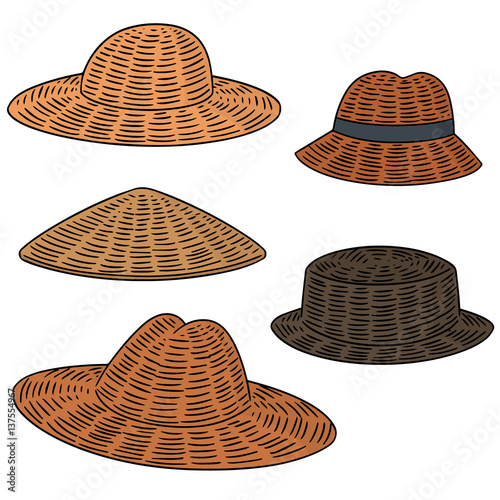 vector set of straw hat