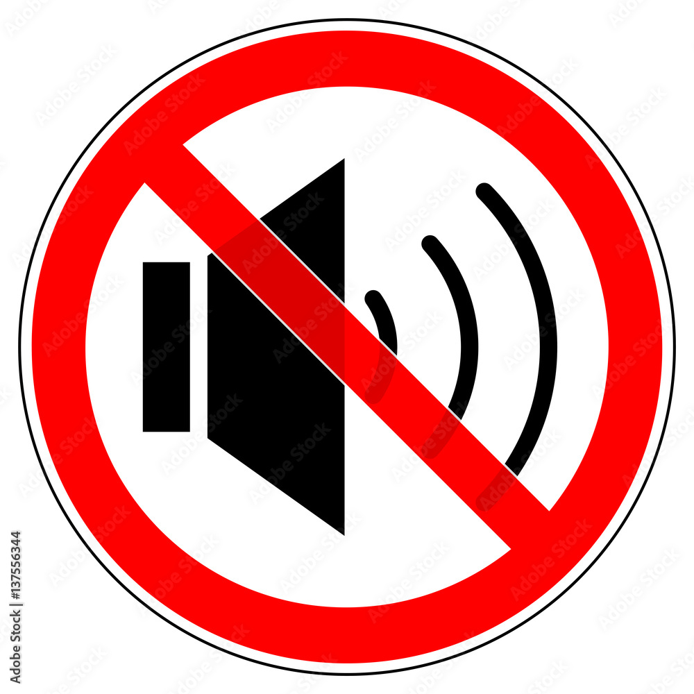 srr158 SignRoundRed - german - Verbotszeichen: Lautsprecher einschalten  verboten - Ruhe / Stille - Radio stumm / lautlos - english - prohibition  sign / speaker no sound allowed / mute - xxl g5058 Stock Illustration |  Adobe Stock