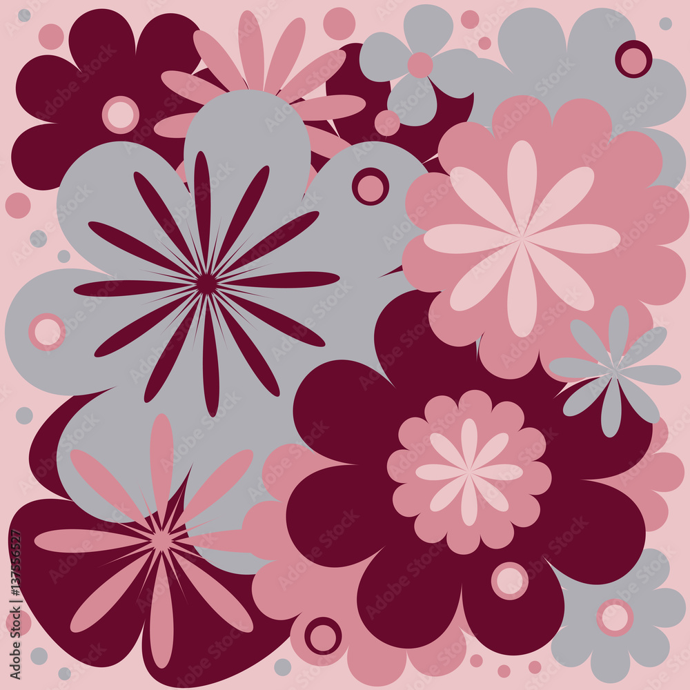 Fototapeta premium Beautiful floral background in purple, gray, pink.