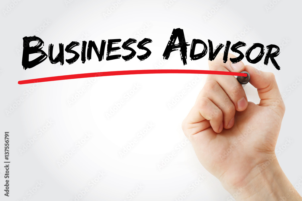 Hand writing Business advisor with marker, concept background Hand writing Business advisor with marker, concept background