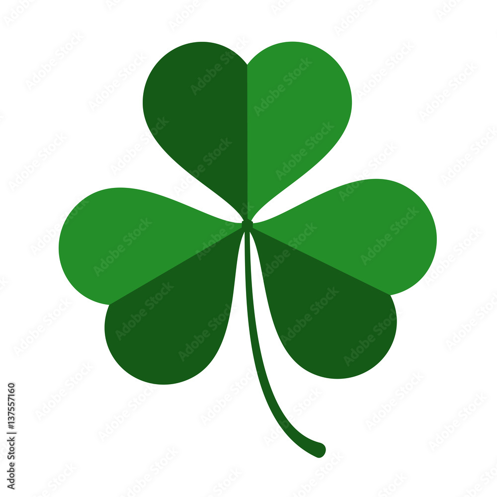 three leaf green clover leaf in shape of heart, an attribute to St. Patrick's day, abstract clover vector illustration isolated on white background three leaf green clover leaf in shape of heart, an attribute to St. Patrick's day, abstract clover vector illustration isolated on white background