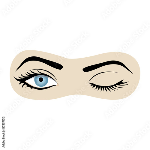 color silhouette with wink woman eye vector illustration