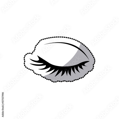 sticker silhouette woman eye closed vector illustration