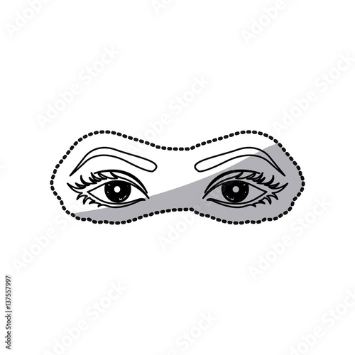 sticker outline woman with open eyes vector illustration