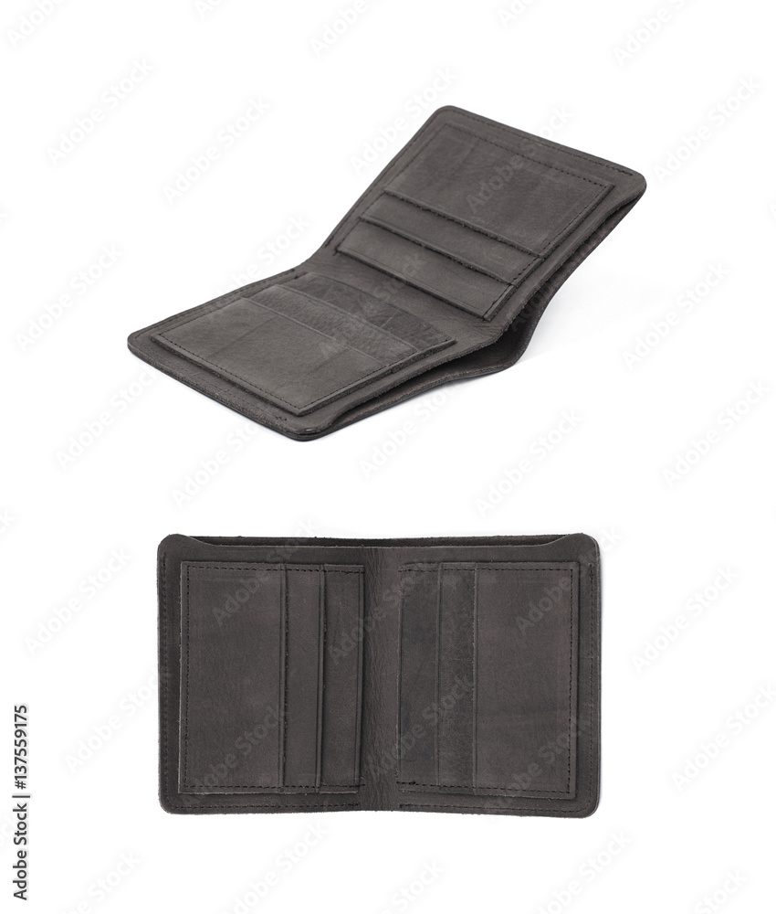 Flat leather wallet isolated Flat leather wallet isolated