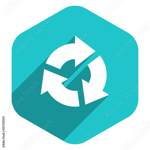 Flat Arrow Sign Repetition Icon Hexagon Button