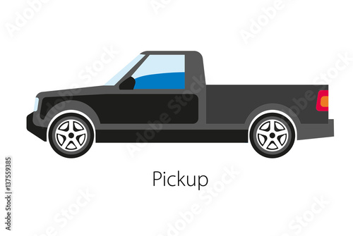 Classical pickup car with cargo tray not integrated with passenger body
