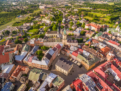 Lublin z lotu ptaka. Stare miasto z powietrza.