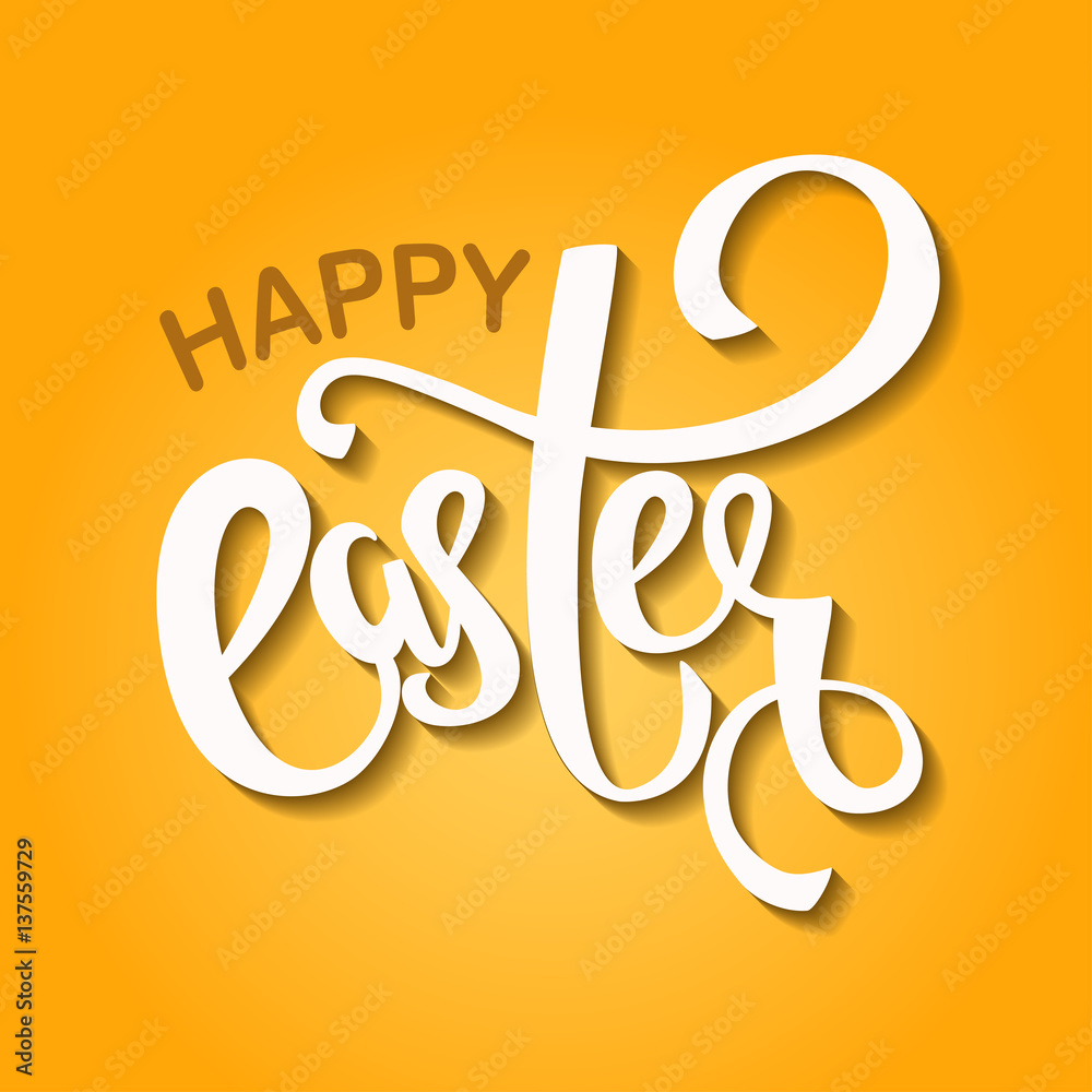 Fototapeta premium Happy Easter handlettering greeting card, poster background.