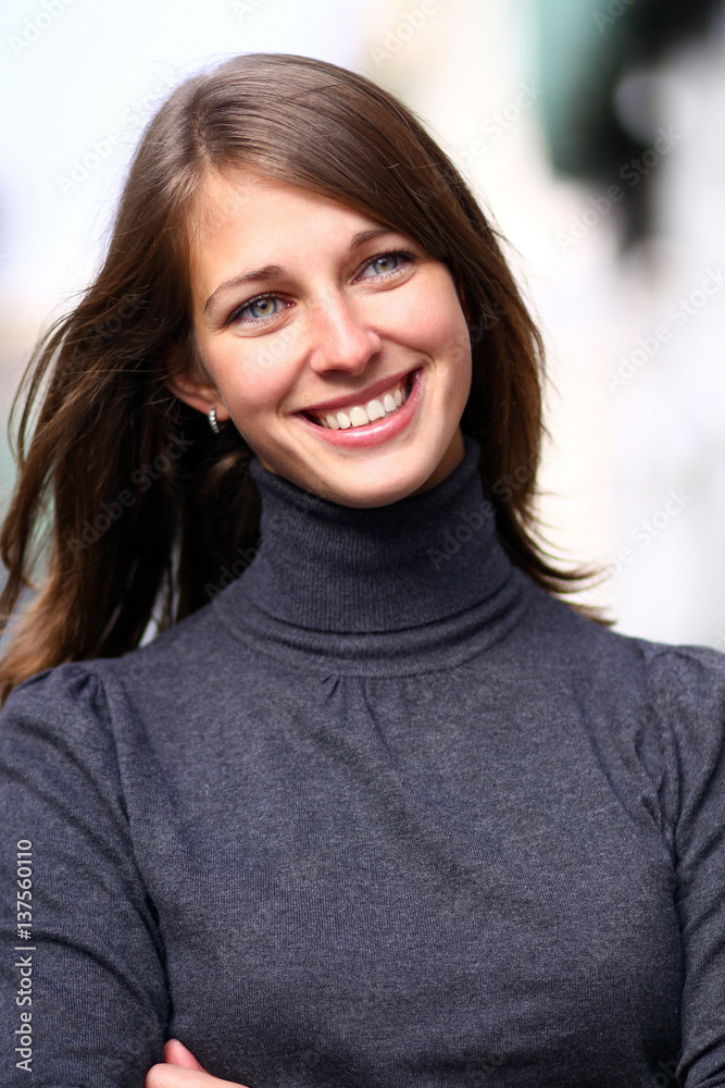 emotional portrait of a cheerful girl
