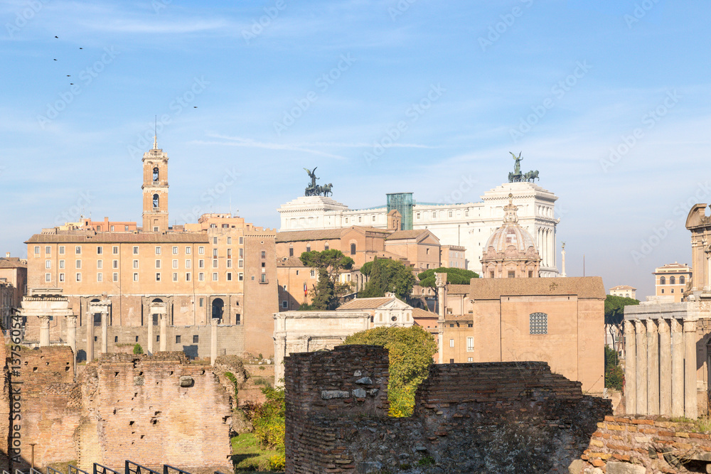 Rome, Italy. Ancient ruins at the Roman Forum