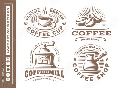 Coffee logo - vector illustration, emblem set design on white background