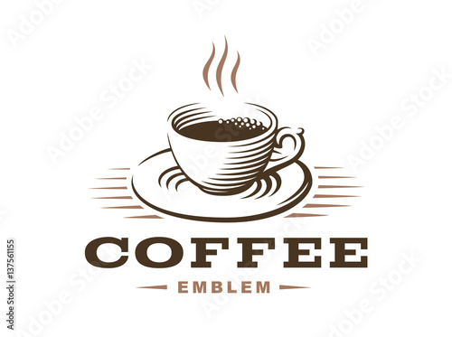 Coffee cup logo - vector illustration, emblem design on white background photo
