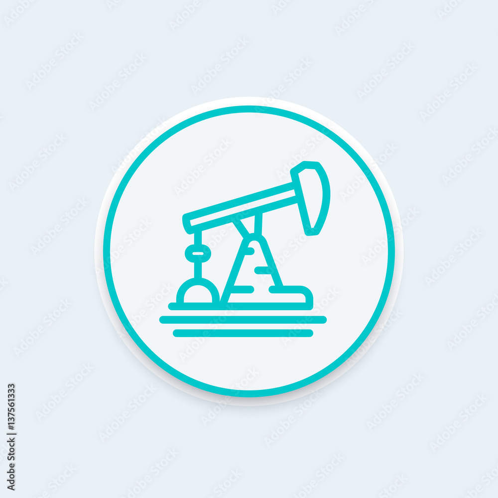 Oil pump, derrick line icon, vector illustration Oil pump, derrick line icon, vector illustration