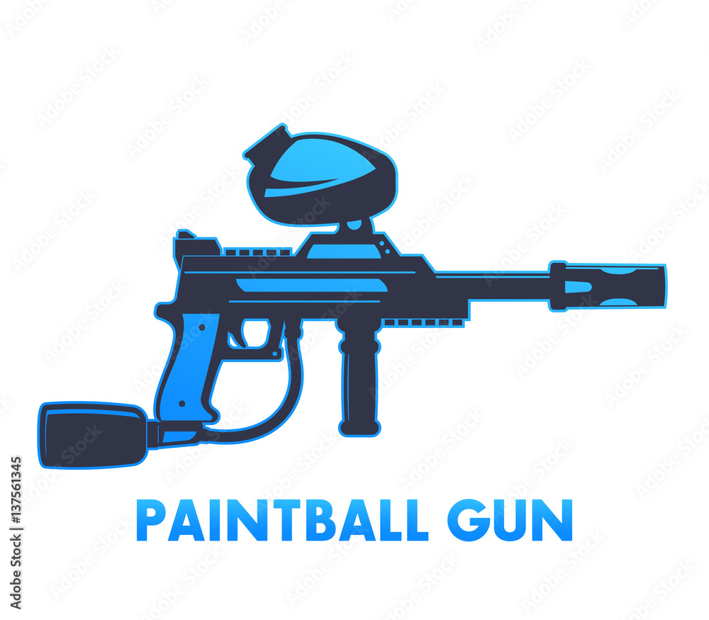 paintball gun isolated on white, vector illustration Stock Vector