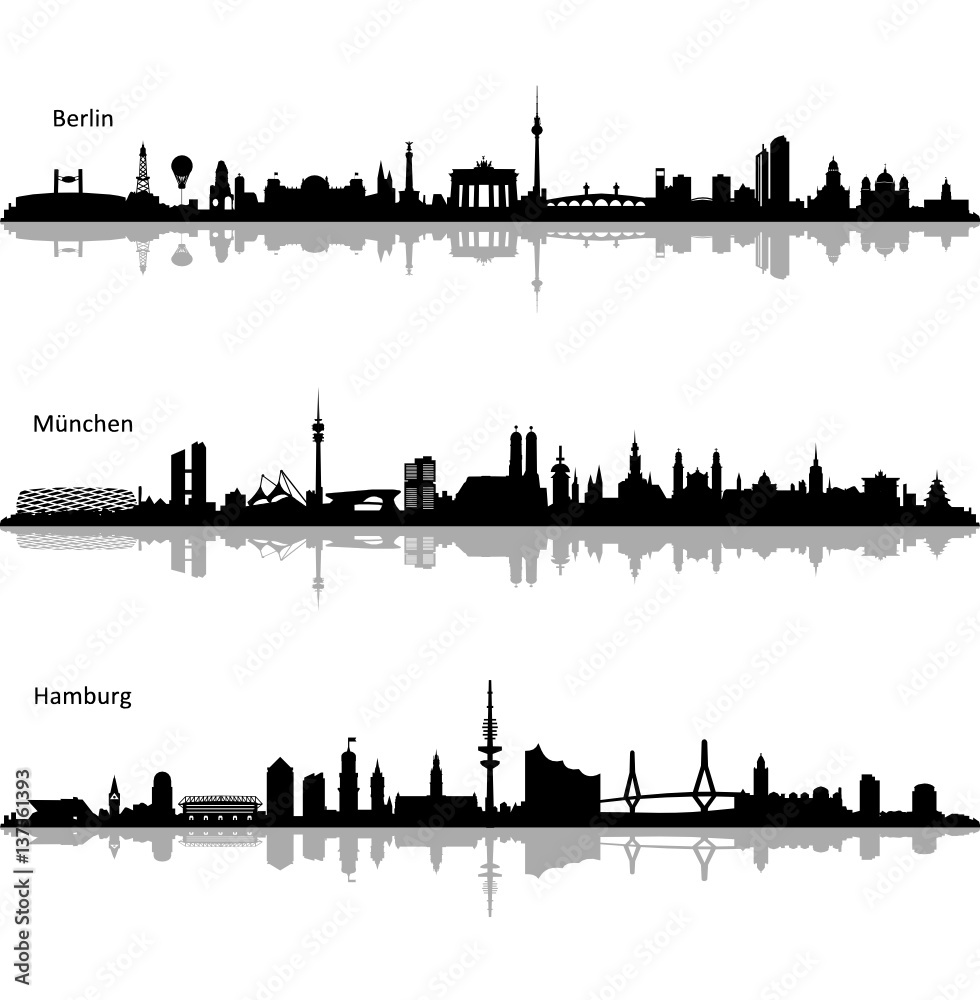 Skylines Berlin, Hamburg und München