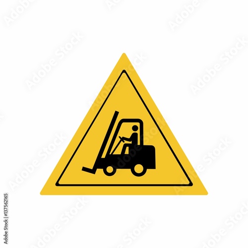 Forklift trucks and other industrial vehicles sign vector design isolated on white background
