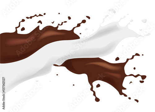 2 drink mixes together , milk and chocolate vector