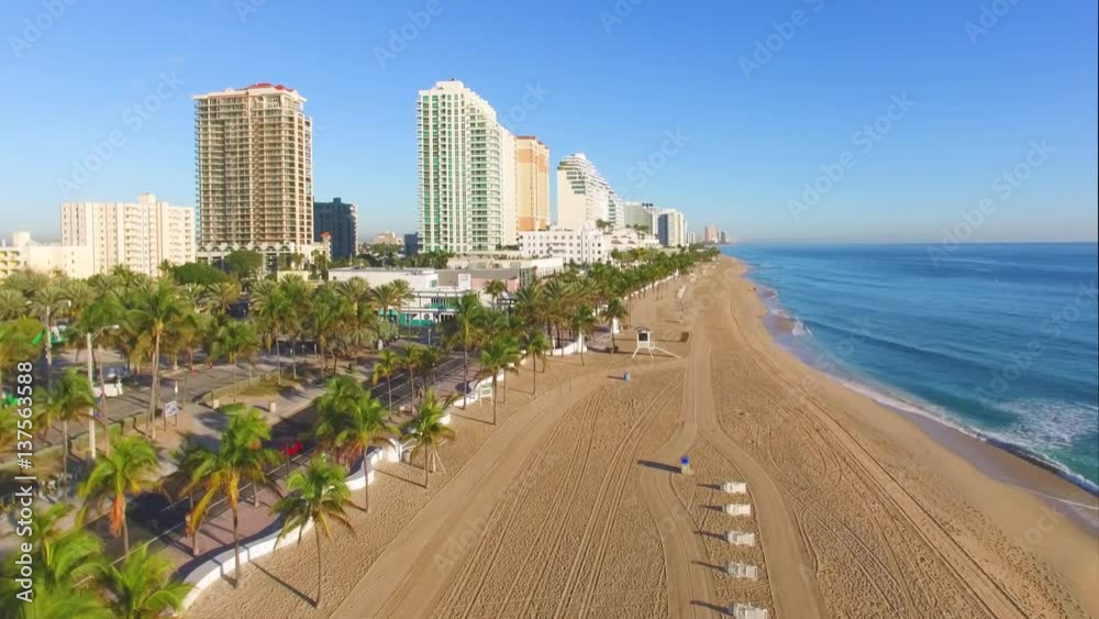 Sunrise at Fort Lauderdale Beach aerial video Sunrise at Fort Lauderdale Beach aerial video
