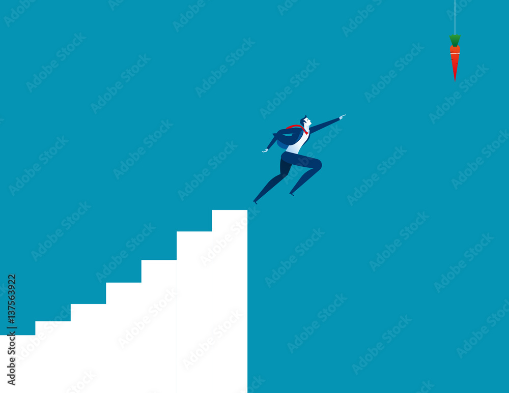 Businessman reaching for carrot. Concept business illustration. Vector Businessman reaching for carrot. Concept business illustration. Vector