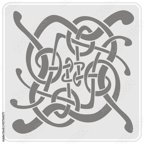 monochrome icon with Celtic art and ethnic ornaments for your design