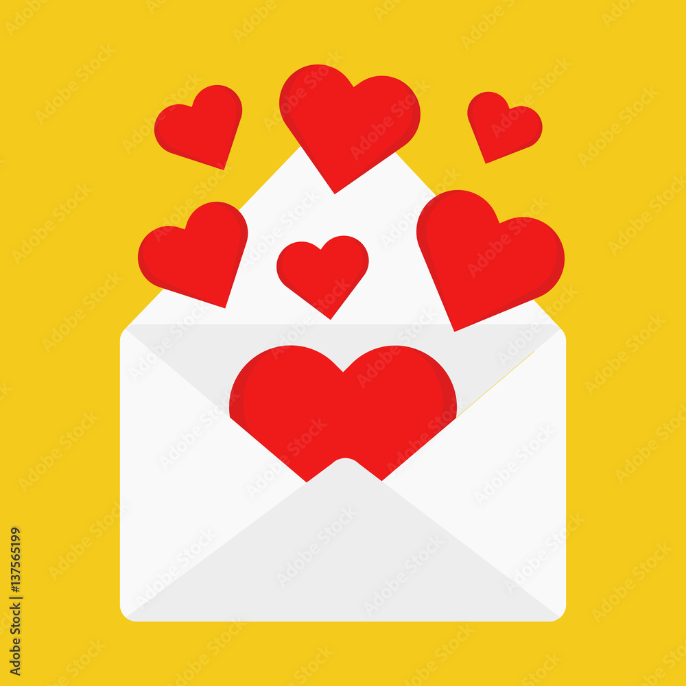 Flat icon opened love email