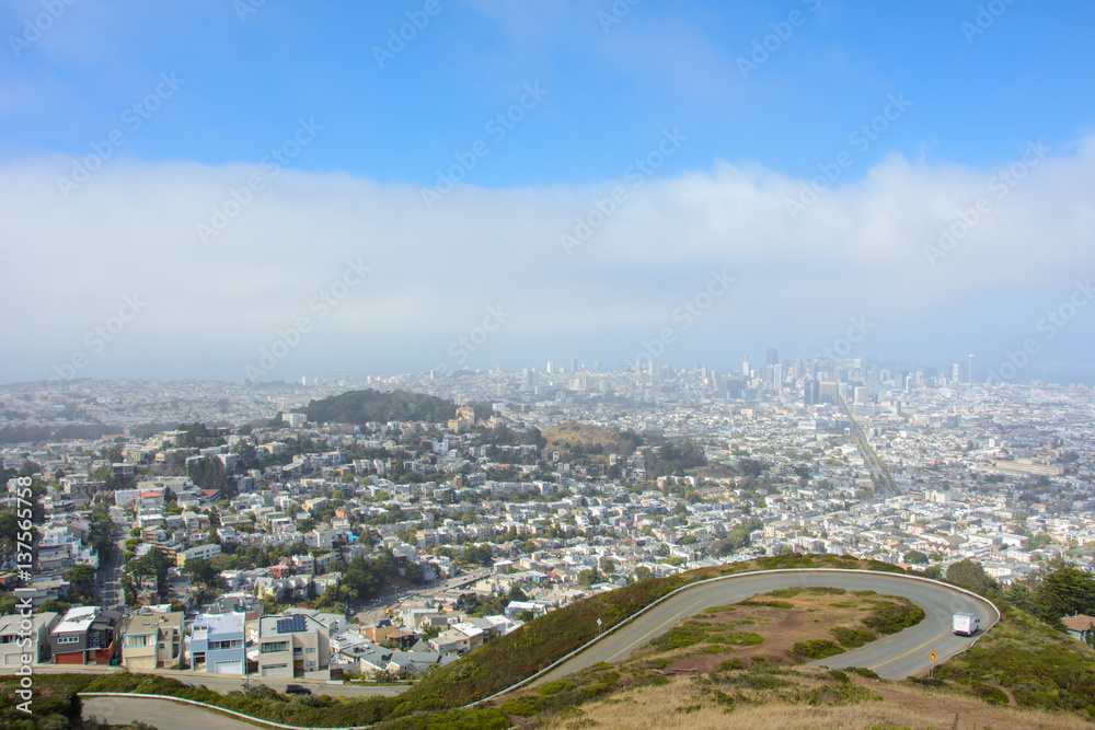 Panorama San Francisco from Twin Peaks, California United States