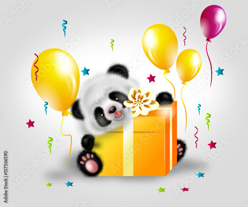 Fototapeta Naklejka Na Ścianę i Meble -  Panda bear with gift
