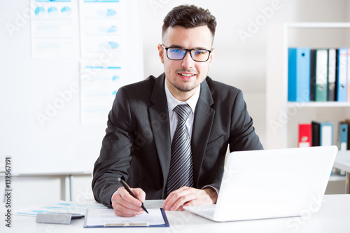 Businessman working with laptop