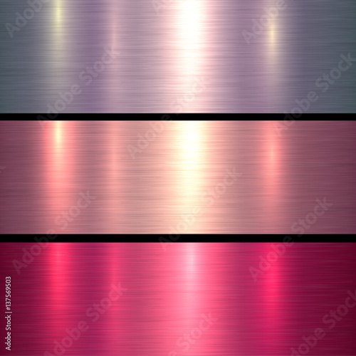 Metal textures pink and red brushed metallic background